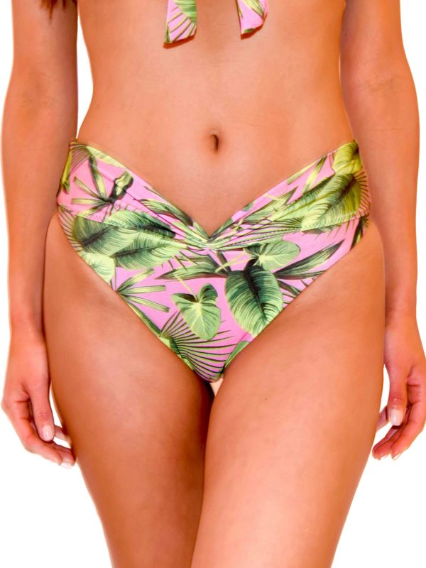 "High waist bikini bottom, Palm tree, pink, tropical"